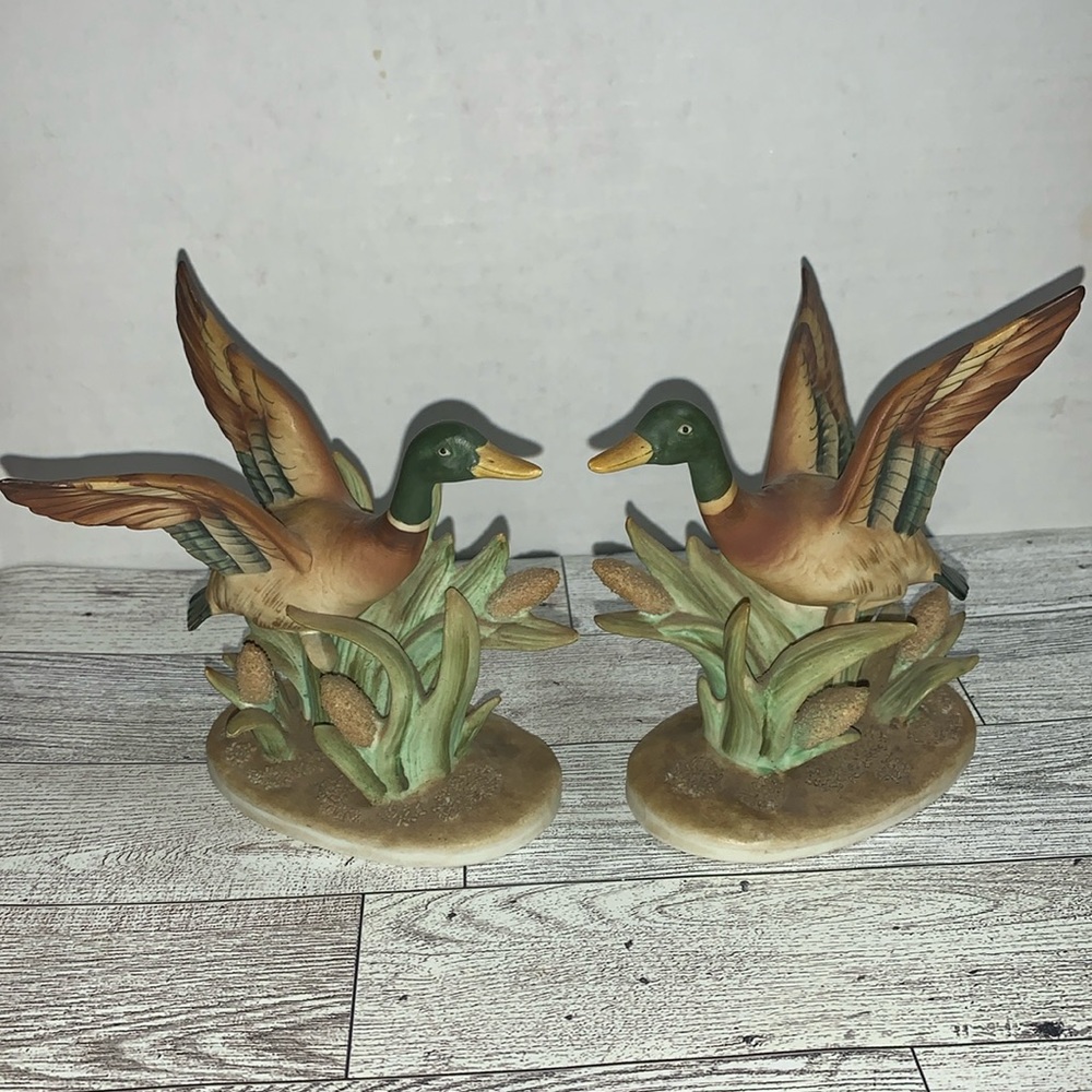 Pair Vintage  Lefton China Mallard Ducks hand painted figurines BEAUTIFUL!!